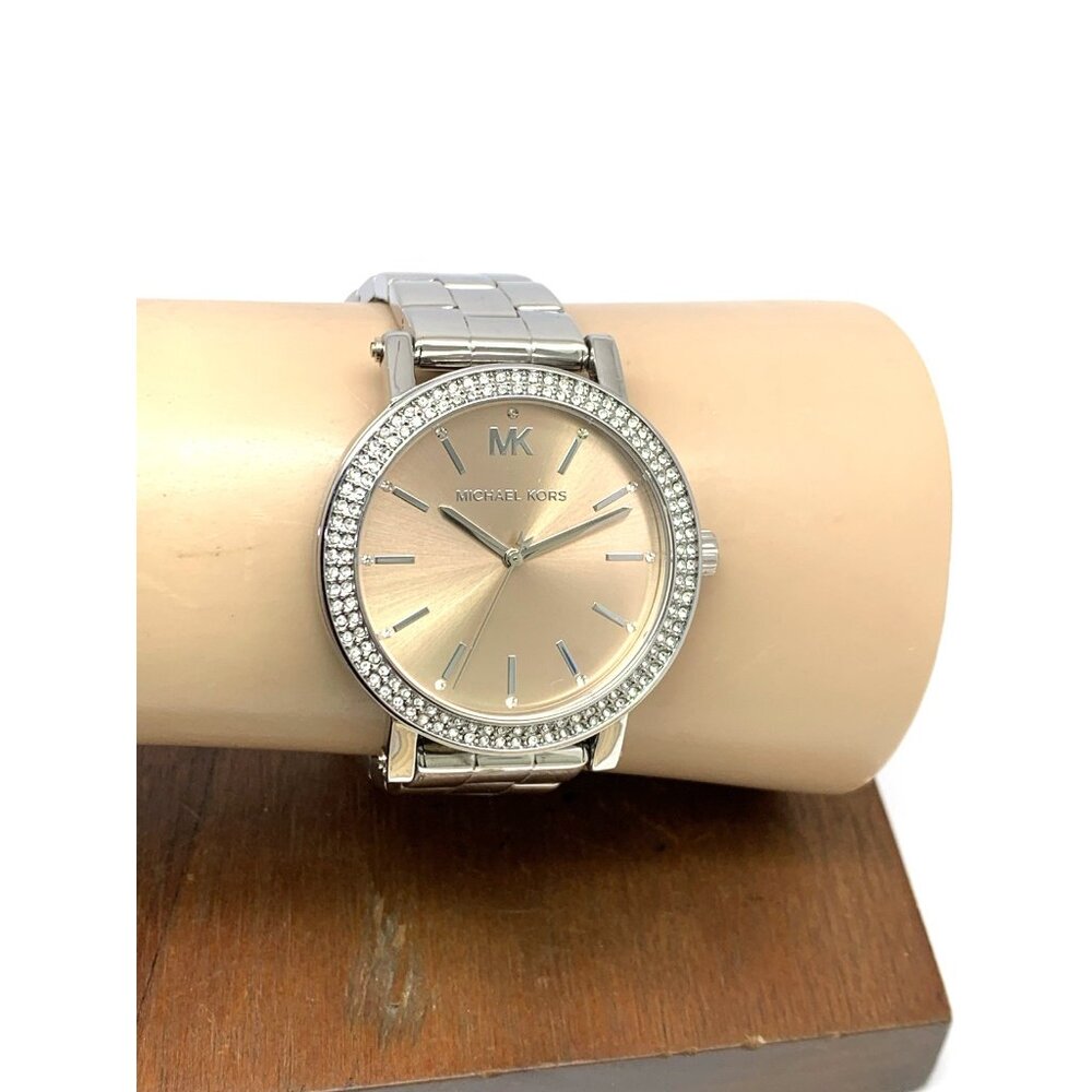 Michael Kors Women's Watch MKO-1050 Quartz Rose Dial Silver Stainless Steel 38mm - Picture 10 of 13